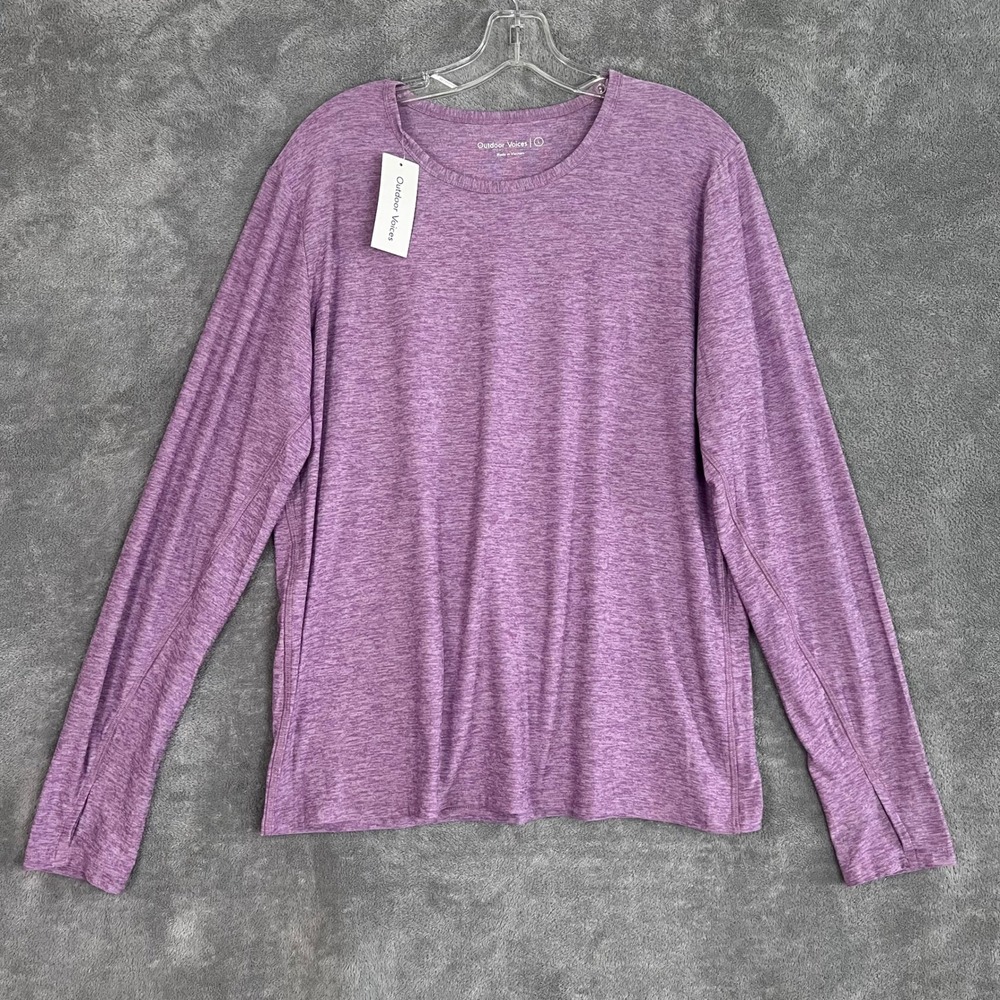 Outdoor Voices‎ Long Sleeve Shirt Womens L Heathered Purple Soft Luxe NWT